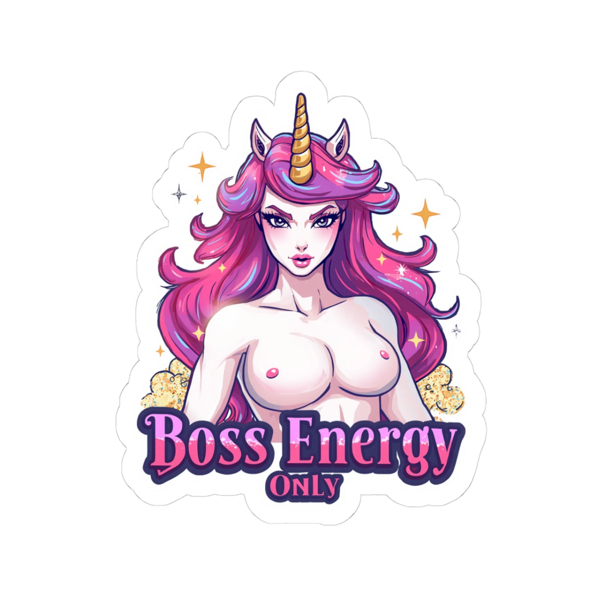 Boss Energy Only Unicorn Sticker — Feminine Bold Vinyl Kiss-Cut Decal